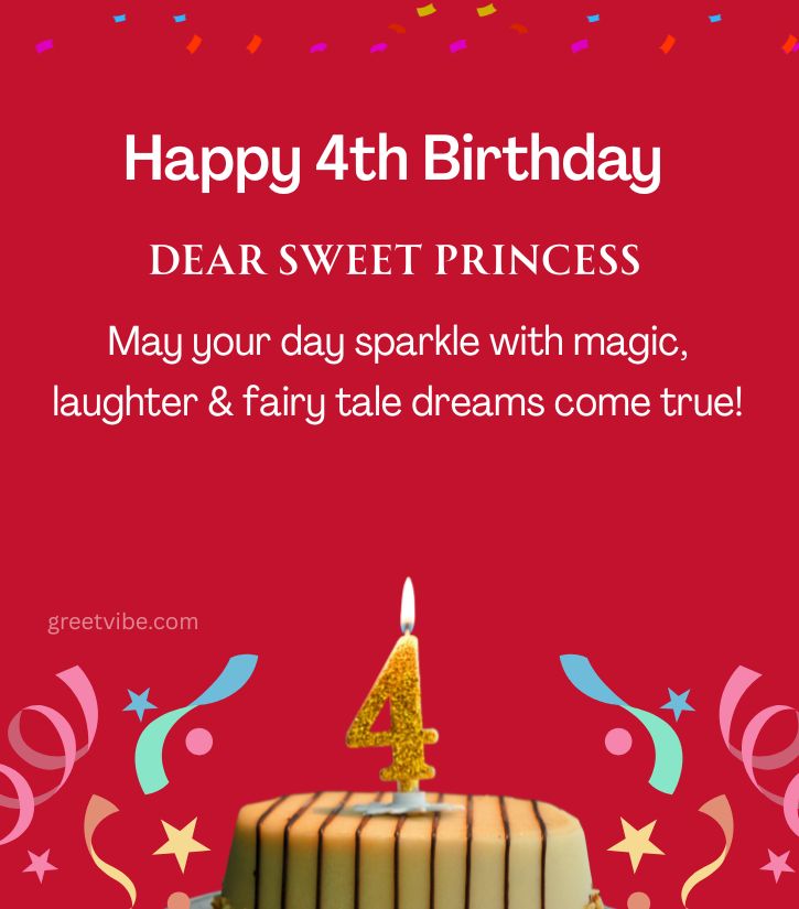 4th Birthday Images for Princess Girl