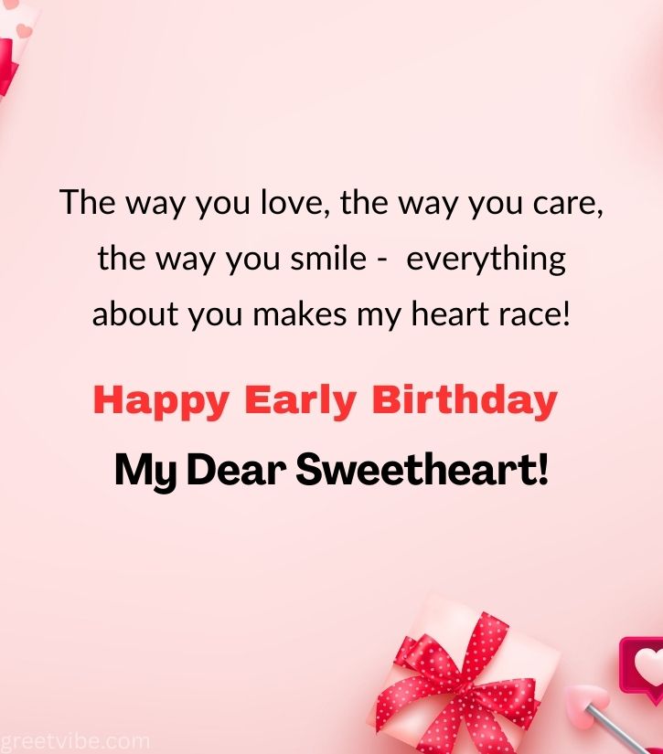 Romantic Early Birthday Greetings Images