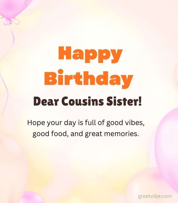 Birthday Greetings Images for Cousins Sister