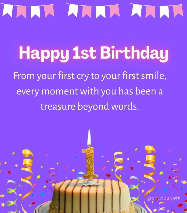 Happy 1st Birthday Cake With Blessings Quotes