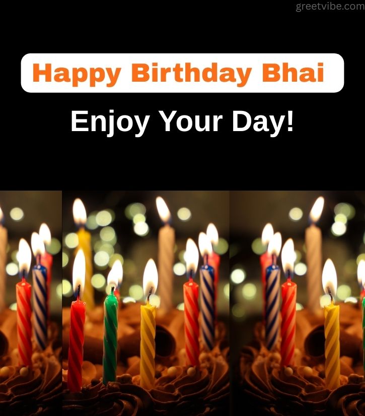 Happy Birthday Bhai Pics with Bright Cake