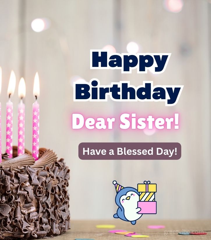 Birthday Greetings for Cousin Sis with Cake