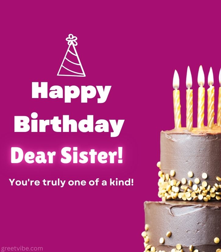 Touching Birthday Wishes for Cousin Sister with Big Cake