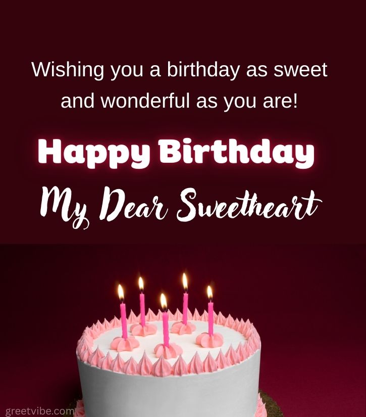 Birthday Greetings Images for Sweetheart gf With Cake