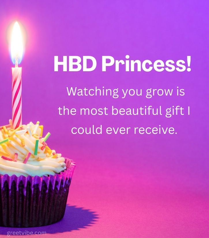 Happy Birthday Princess Girl With Touching Lines