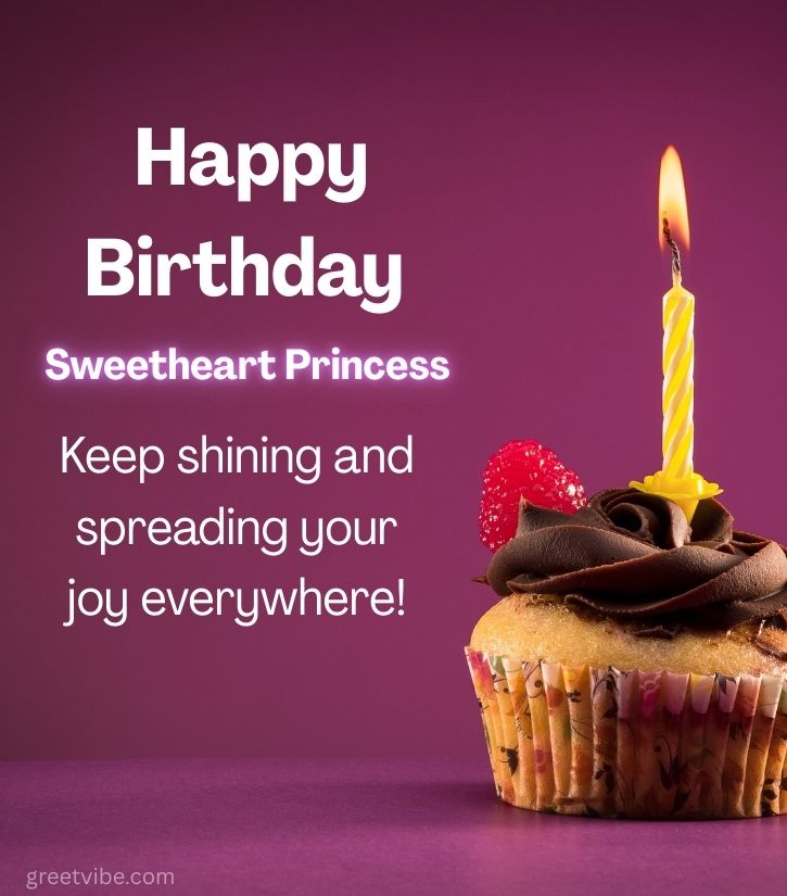 Birthday Wishes for Sweetheart princess with Cake