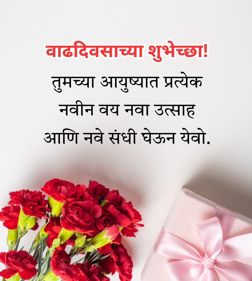 Birthday Wishes in Marathi with Flowers and Gifts for Relatives