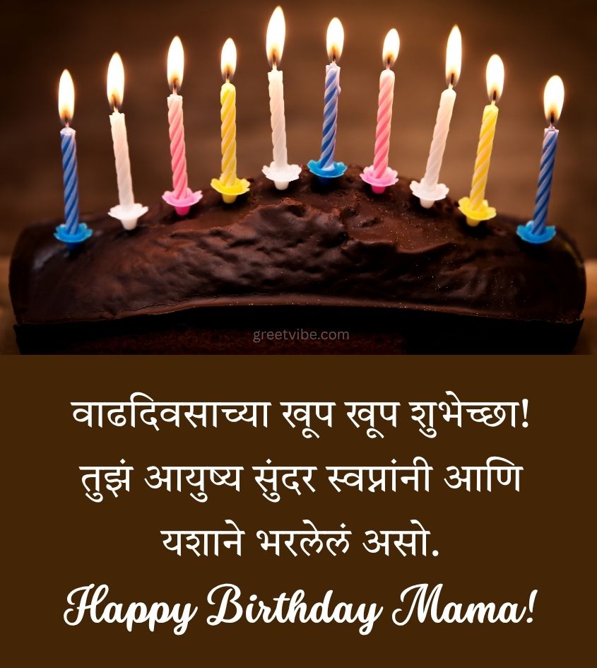 Marathi Birthday Wishes for Mama with Cake