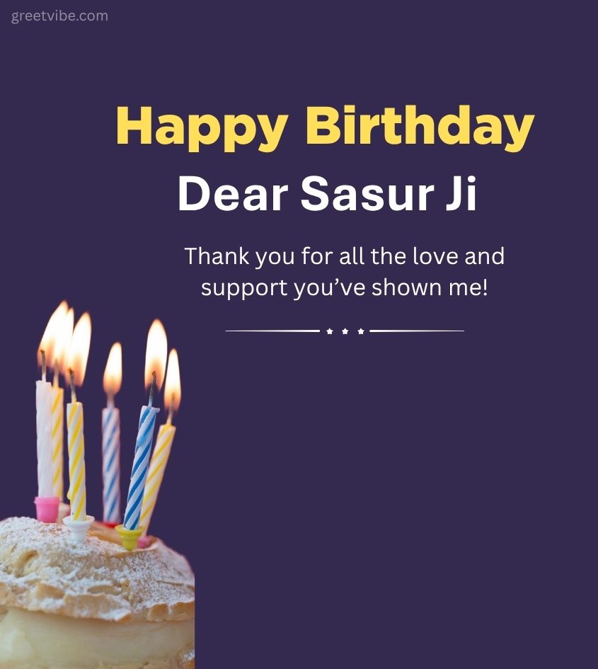 Happy Birthday Sasur Ji Greetings Images with cake