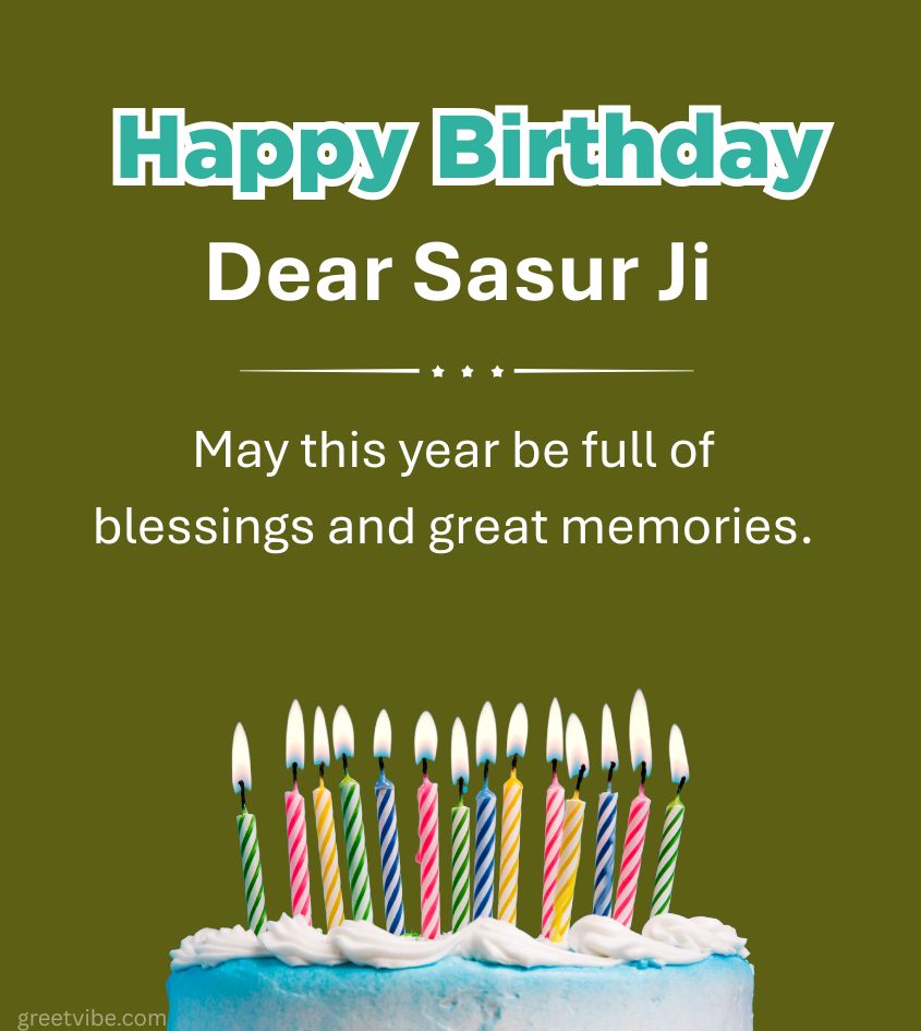 Birthday Greetings for Father in Law with cake