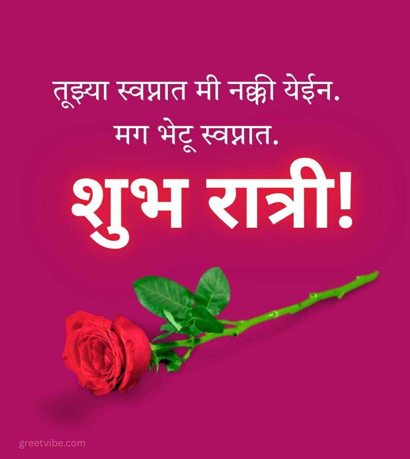 Good Night Marathi Images with Rose