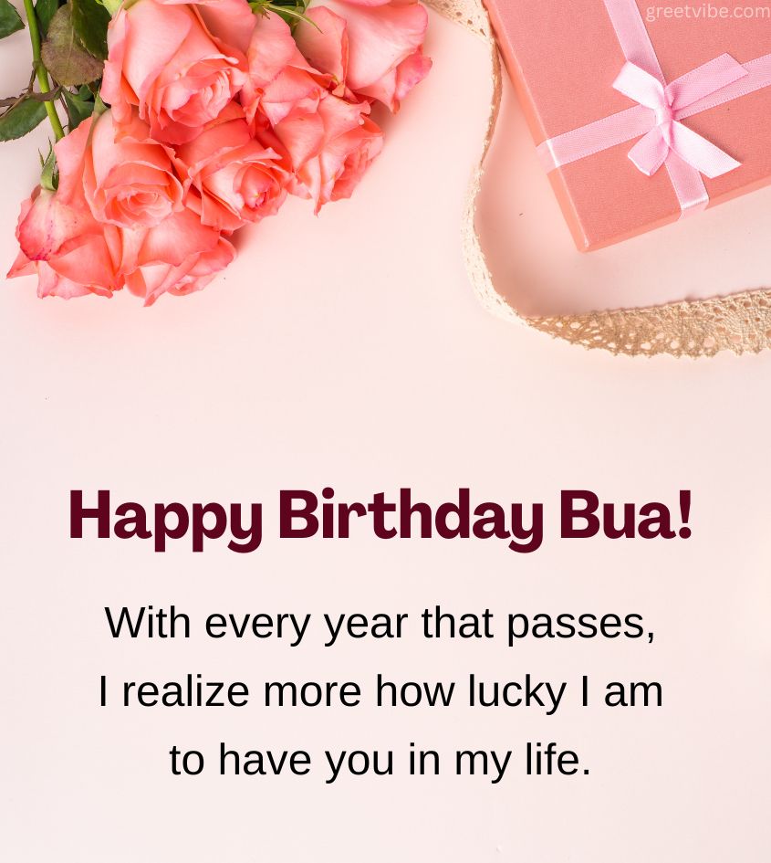 Birthday Greetings Pics Bua Ji with Flowers and Gifts