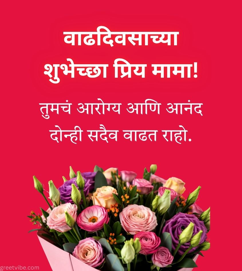 Birthday Greetings for Mama in Marathi with Flowers