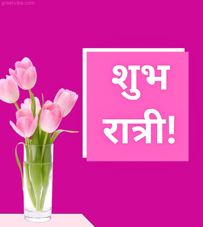 Good Night Marathi Images with Tulips Flowers