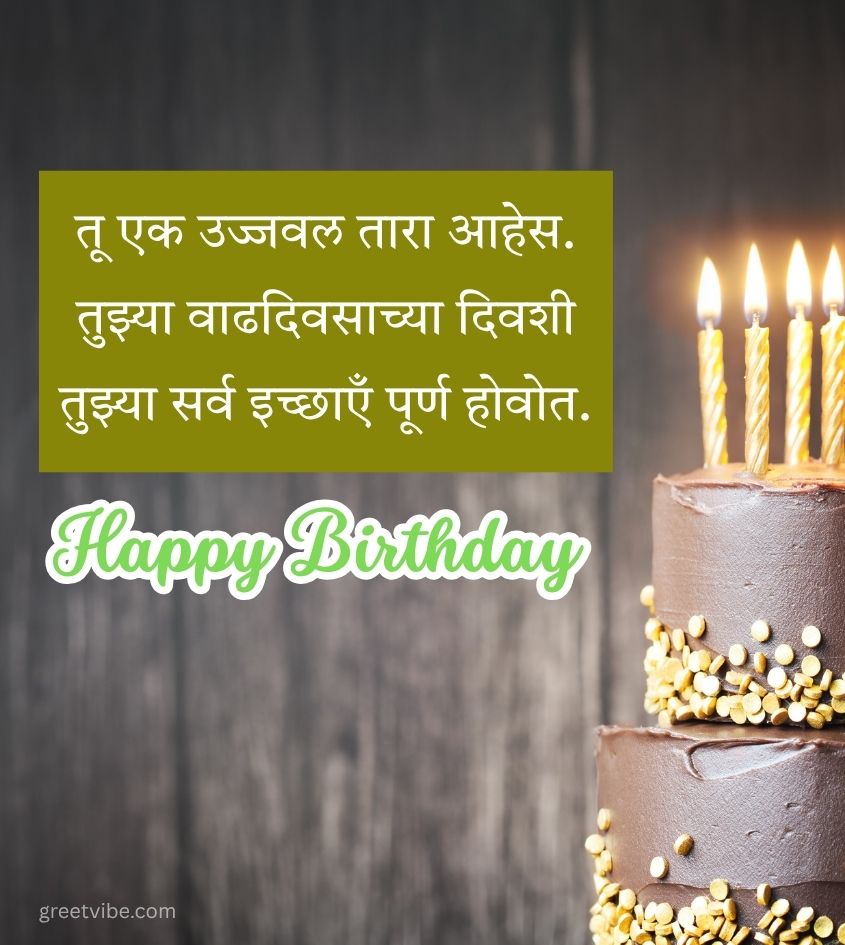 Happy Birthday Marathi Wishes with Big Cake