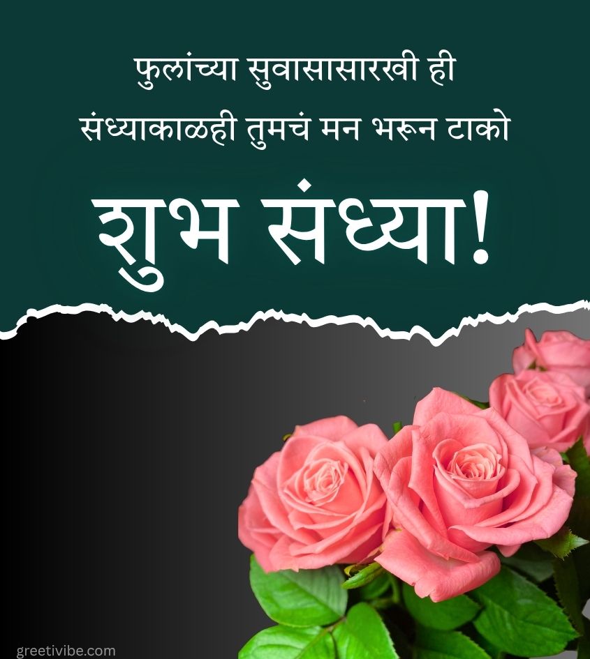 Marathi Good Evening Wishes Pics with Roses Flowers