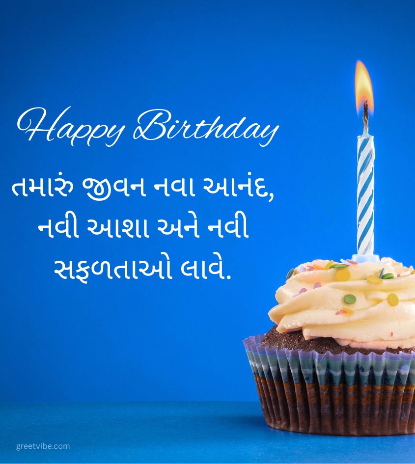 Birthday Greetings in Gujarati with Cake