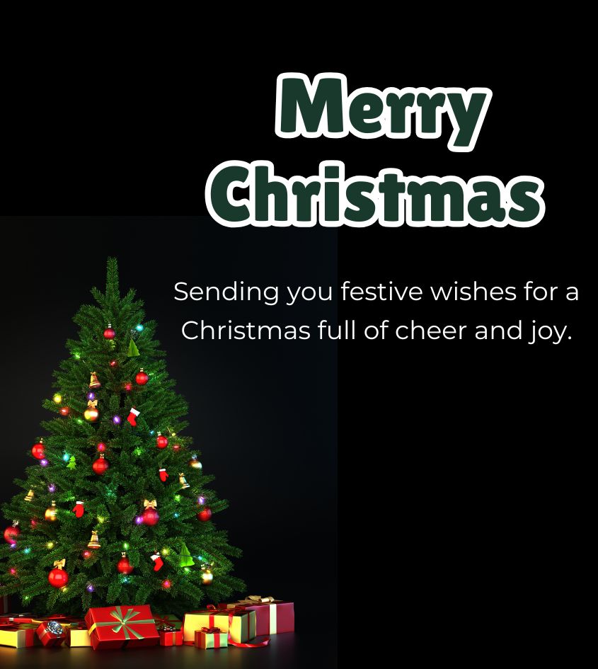 Merry Christmas Wishes with Christmas Tree