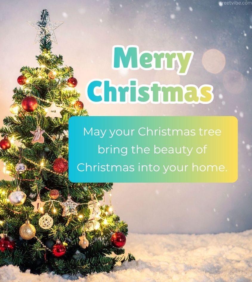 Merry Christmas Quotes with Christmas Tree 