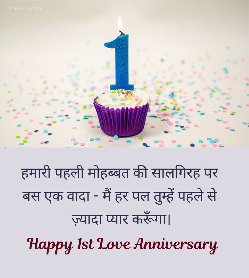 First Anniversary Greetings in Hindi with Cake
