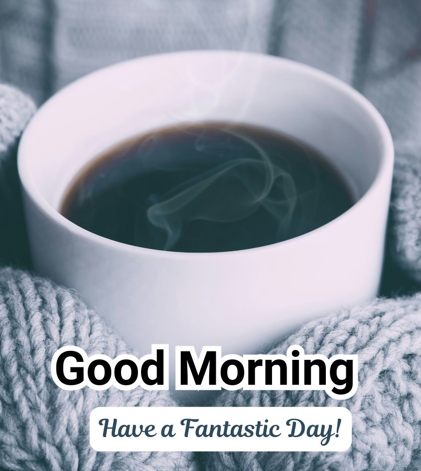 Winter Good Morning Greetings with Warm Tea