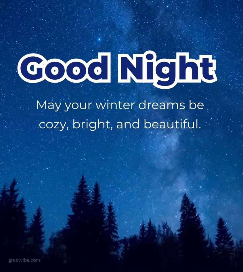 Beautiful Good Night Greetings with Winter Scenery