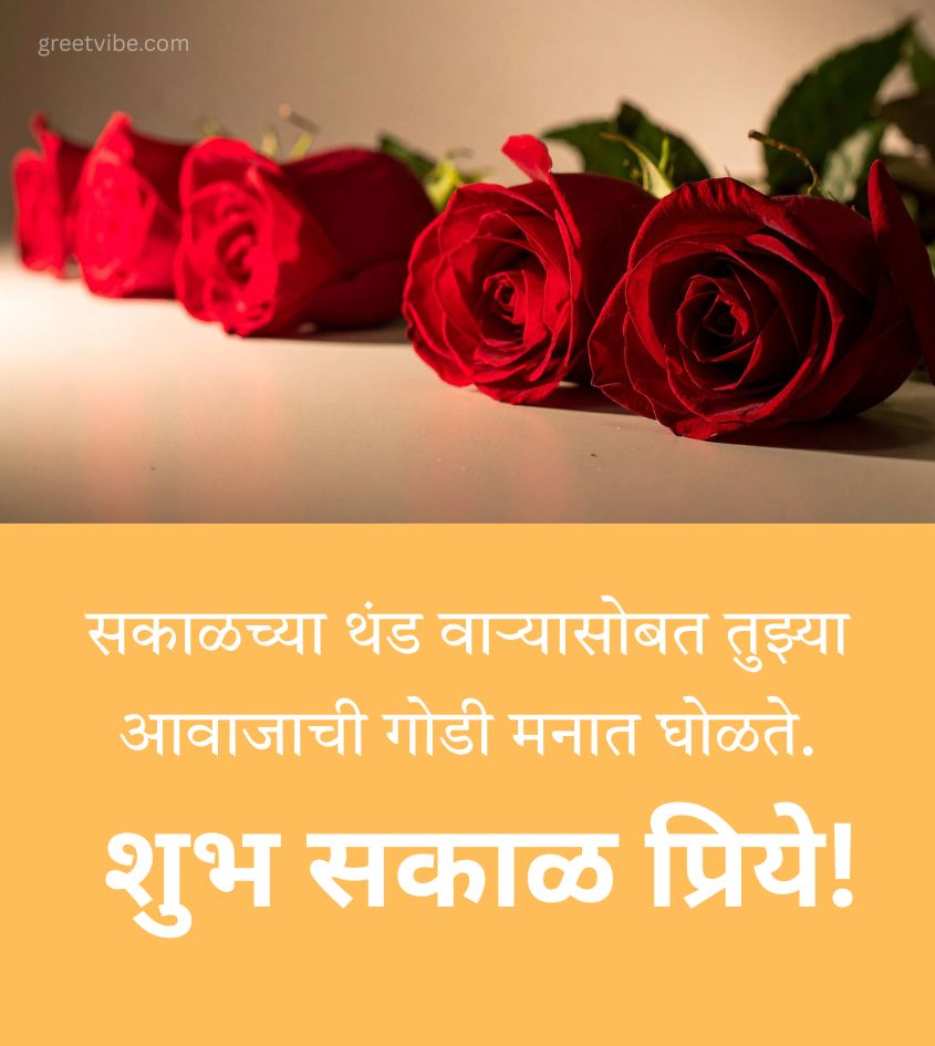 Love Good Morning Wishes in Marathi Language with Rose