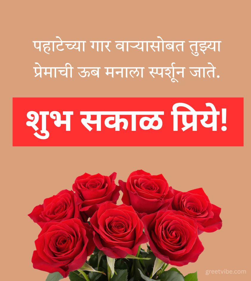 Love Marathi Good Morning Wishes with Rose