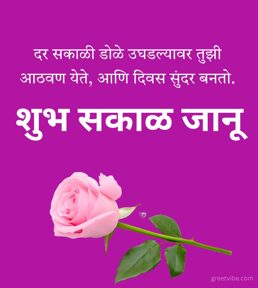 Romantic Good Morning Pics in marathi with rose for Her