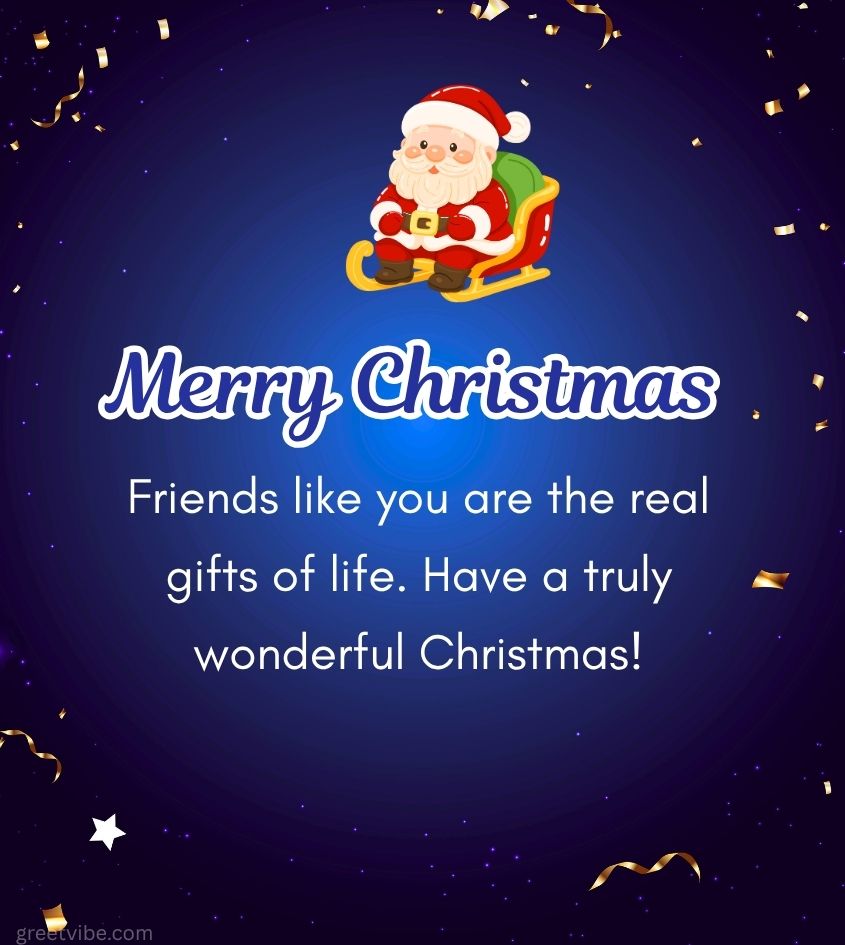 Santa Claus with Merry Christmas Greetings Images for Friends