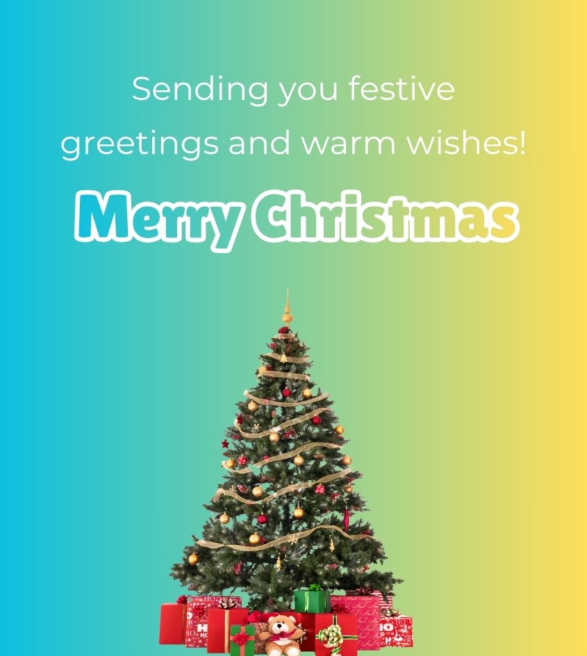 Christmas Tree with Merry Christmas Blessings Quotes 