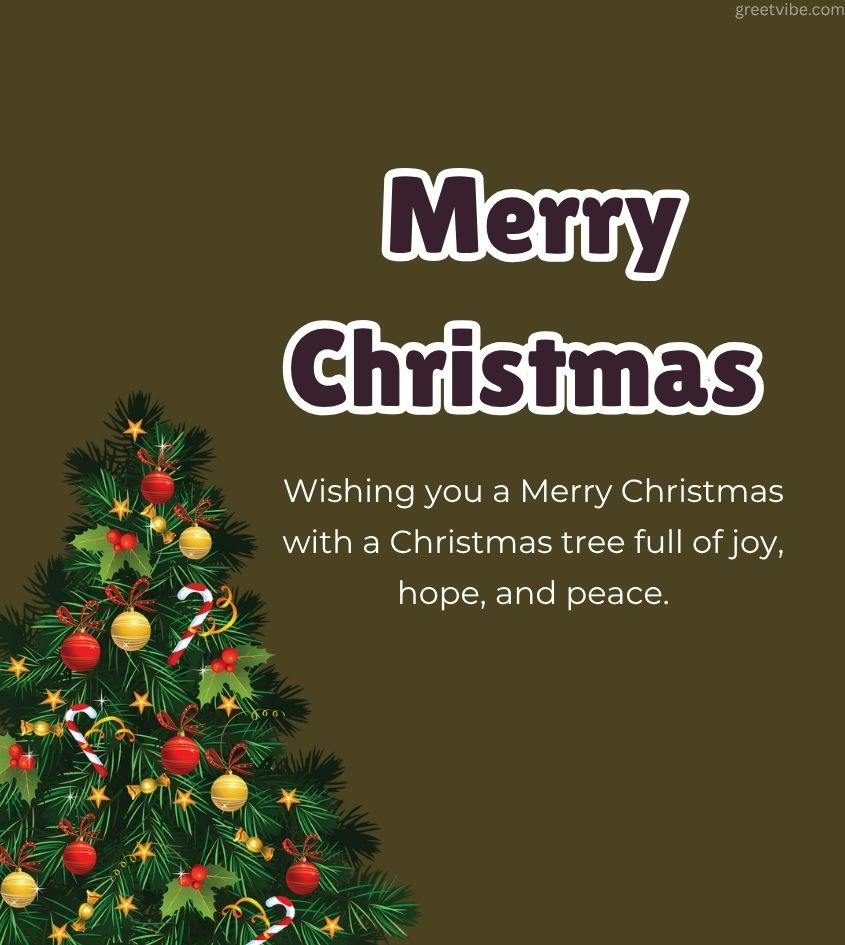 Merry Christmas with Blessings Quotes and Christmas Tree