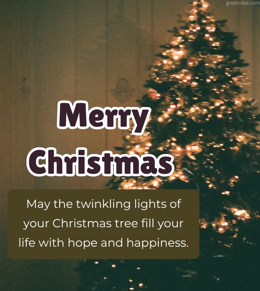Christmas Tree with Merry Christmas Blessings Wishes for Friends