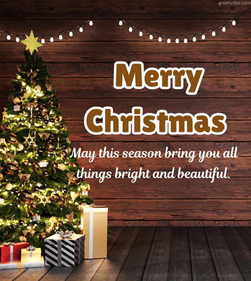 Christmas Tree with Merry Christmas Greetings for Best Friend