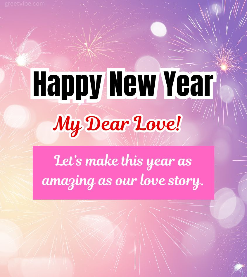 New year Love Greetings for Lover with Fireworks