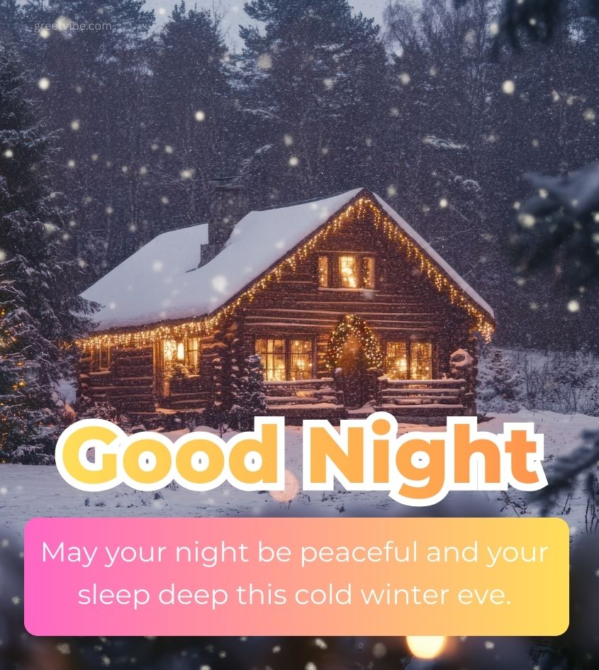 Winter Nature Scenery with Good Night Greetings for Friends