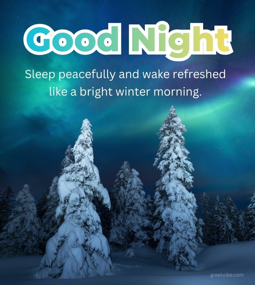 Beautiful Winter Nature Scenery with Good Night Greetings