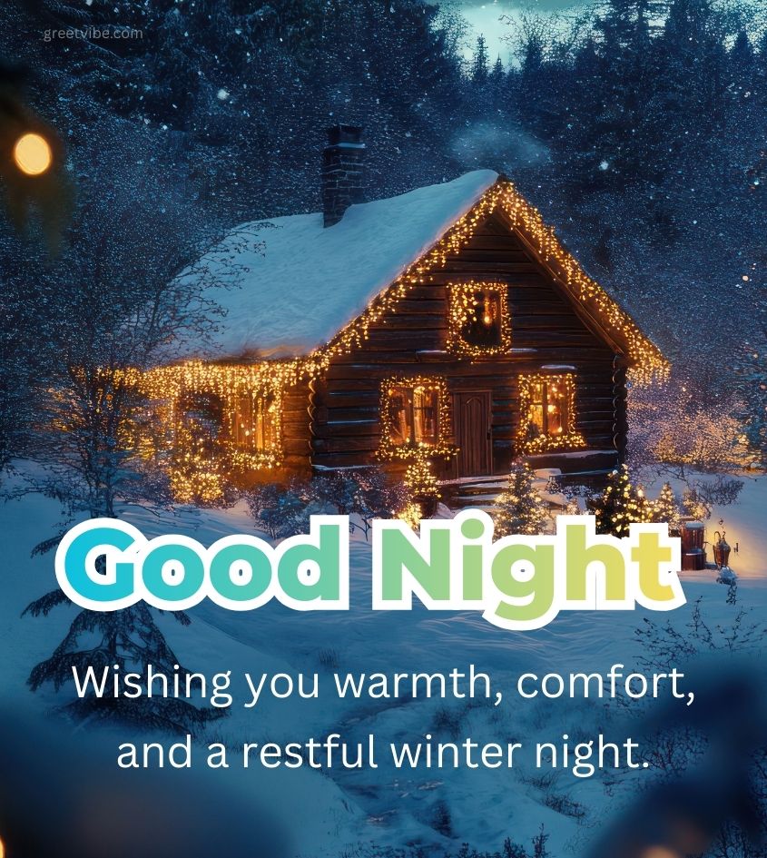 Beautiful Winter Nature Scenery with Good Night Wishes