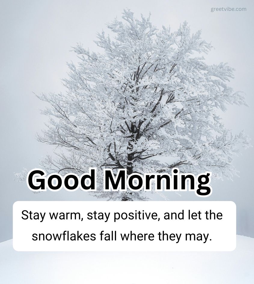 Good Morning Greetings for Winter Snowfall Background