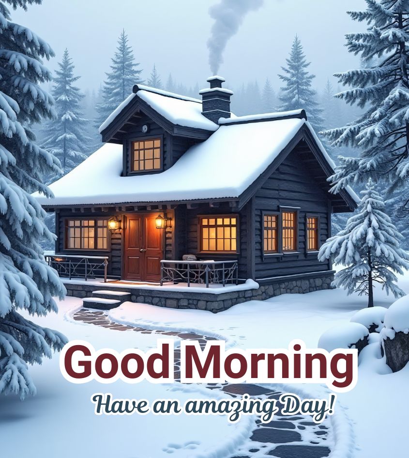 Winter Scenery with Good Morning Wishes